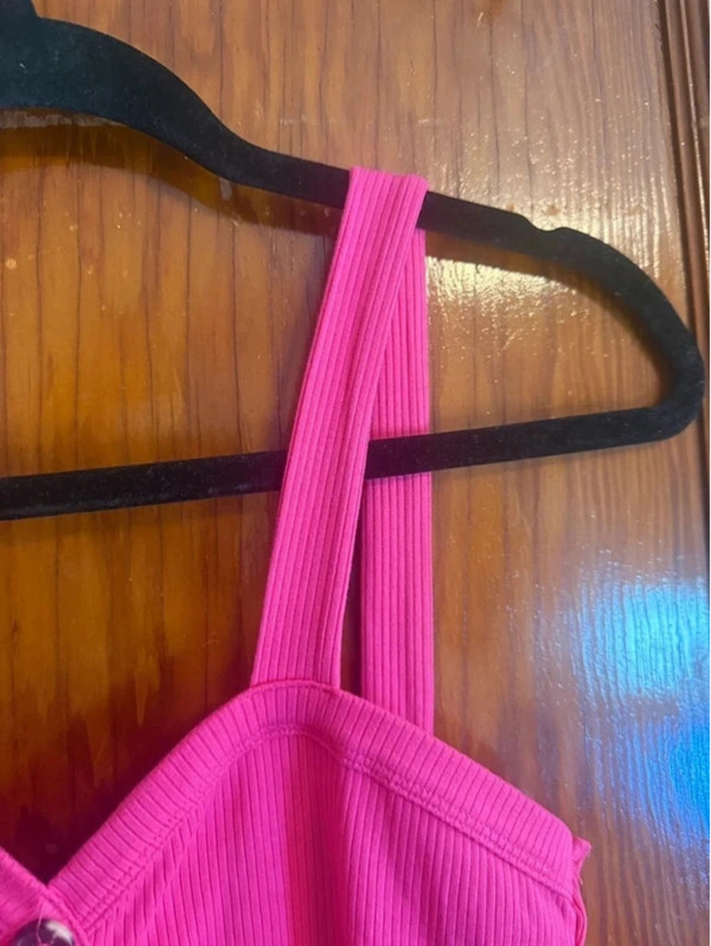 Hot Pink Ribbed Bodycon Dress - Medium - Picture 5 of 15